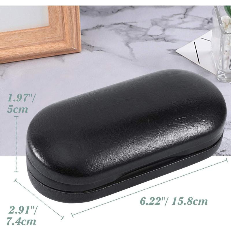 Double Eyeglass Case, Contact Lens Case with Mirror , 2 in 1 Double Sided Portable Contact Lens Box Holder Storage Kit Sunglasses Pouch for Men & Women, Black