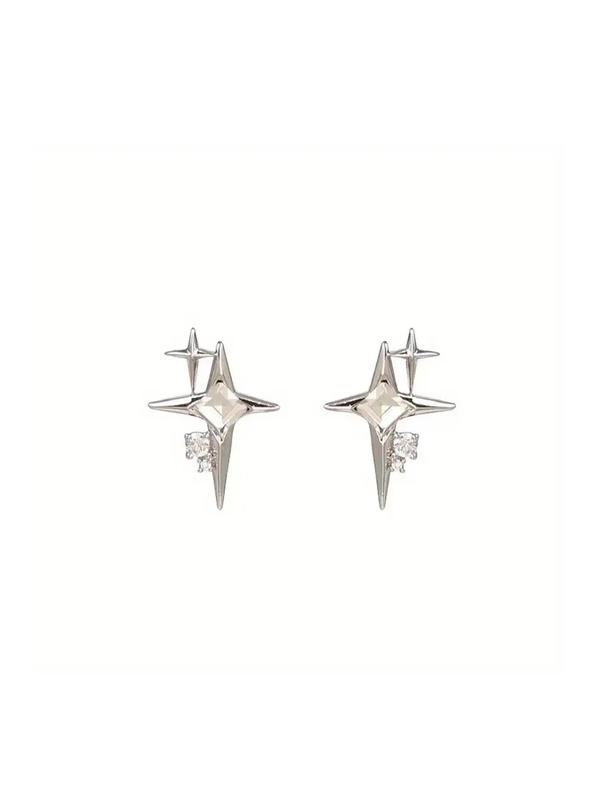 1 Pair Star Design Rhinestone Stud Earrings, Elegant Women's Daily Wear for Dating for Women & Girls, Minimalist Aesthetic Jewelry Gift for New Year