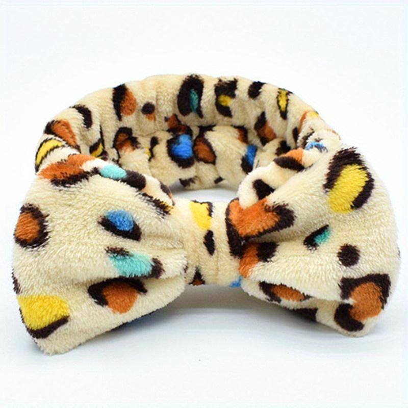Leopard Print Bowknot Headbands for Women - Flannel Makeup Hairbands, Woven Polyester Fiber, Suitable for Normal Hair Type - Hairband Hair Hoop for Face Wash and Makeup-5