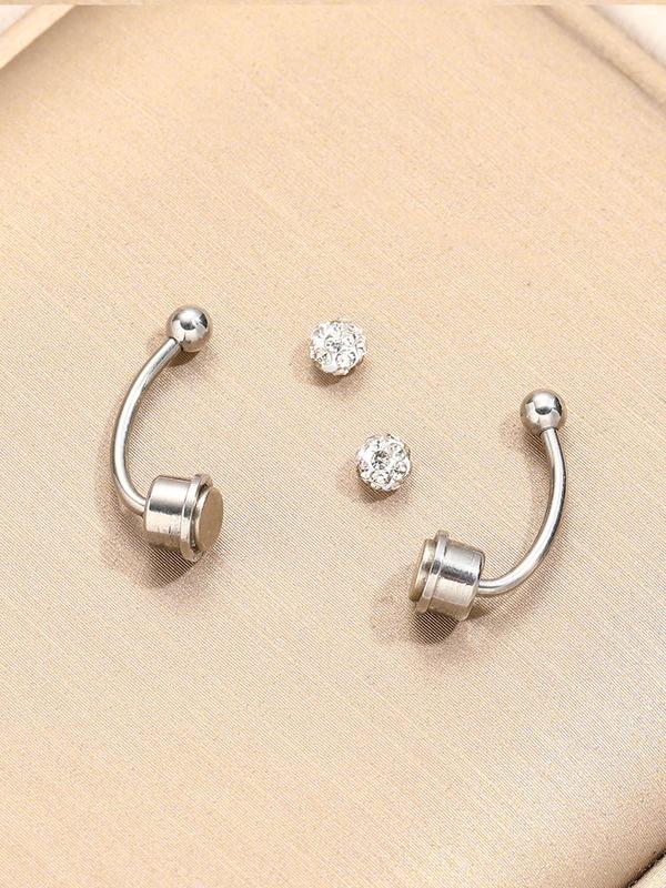 Magnetic Nose Ring, Rhinestone Decor Fake Nose Ring for Women & Men, Non-piercing Body Jewelry for Party, Daily Clothing Decor, Trendy All-match & Exquisite Jewelry for Birthday Gift