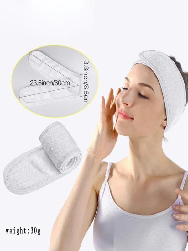 Solid Color Hair Band, Minimalist Velcro Hair Band for Women & Girls, Hair Accessories for Daily Use, Makeup, Face Wash, Skincare, Spa
