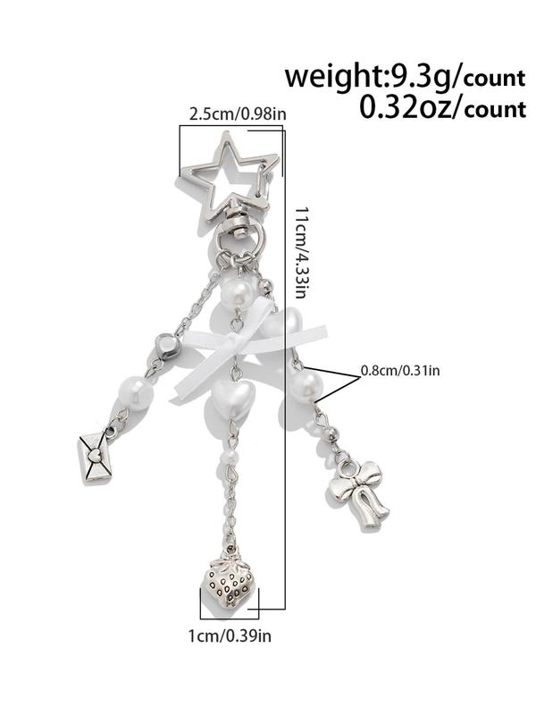 Cute Bow & Faux Pearl Decor Keychain, Fashionable Keychain for Women & Girls, Trendy All-match & Exquisite Keychain for Birthday Gift