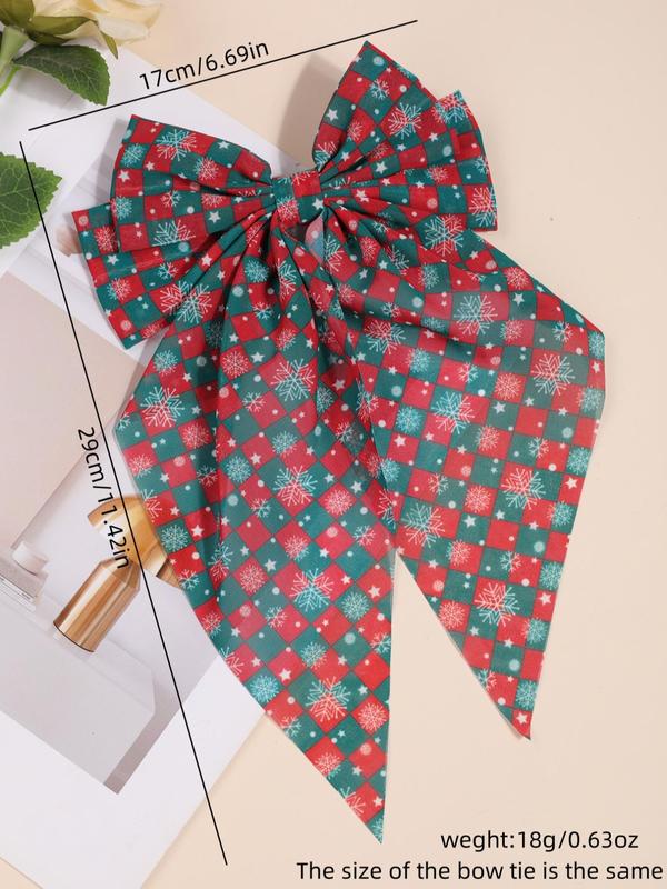 Cute Christmas Themed Bow Decor Hair Clip, 1 Count 5 Counts Cute Hair Accessories for Women & Girls, Minimalist Headwear Suitable for Thick Hair Hairstyles Ideas