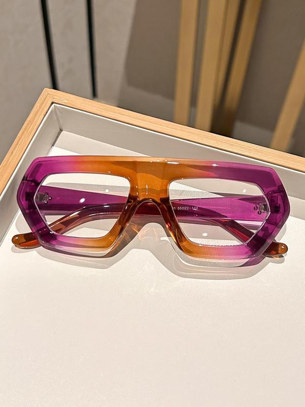 Unisex Colorblock Geometric Frame Eyeglasses, Y2k Full Rim Eyeglasses for Men & Women, Fashion Accessories for Everyday Use
