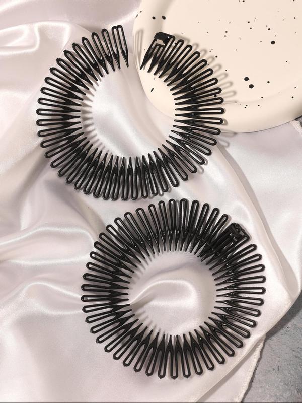 Plain Plastic Hair Tie, 2 Counts Simple Design Hair Tie, Minimalist Casual Daily Used Hair Accessories for Women & Girl, Fall Outfits, Earthtone Fall Freshness