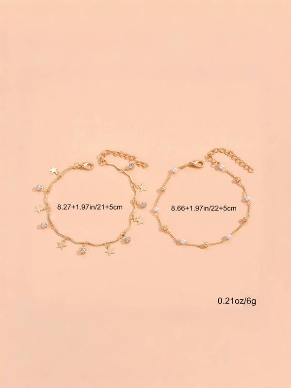 Summer Elegant Star & Beaded Anklets, Trendy All-match & Exquisite Jewelry for Beach Party & Vacation, Casual Trendy Anklet for Party, Daily Clothing Decor
