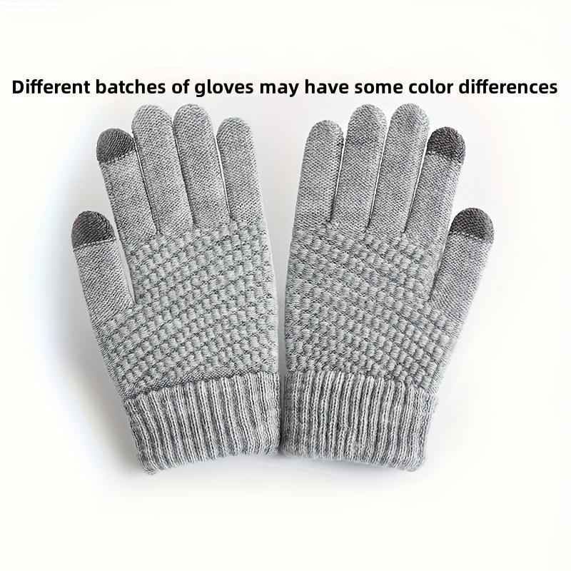 Knitted Thermal Winter Thickened Gloves, Solid Color Touch Screen Sports Gloves for Cycling & Hiking, Outdoor Windproof Gloves