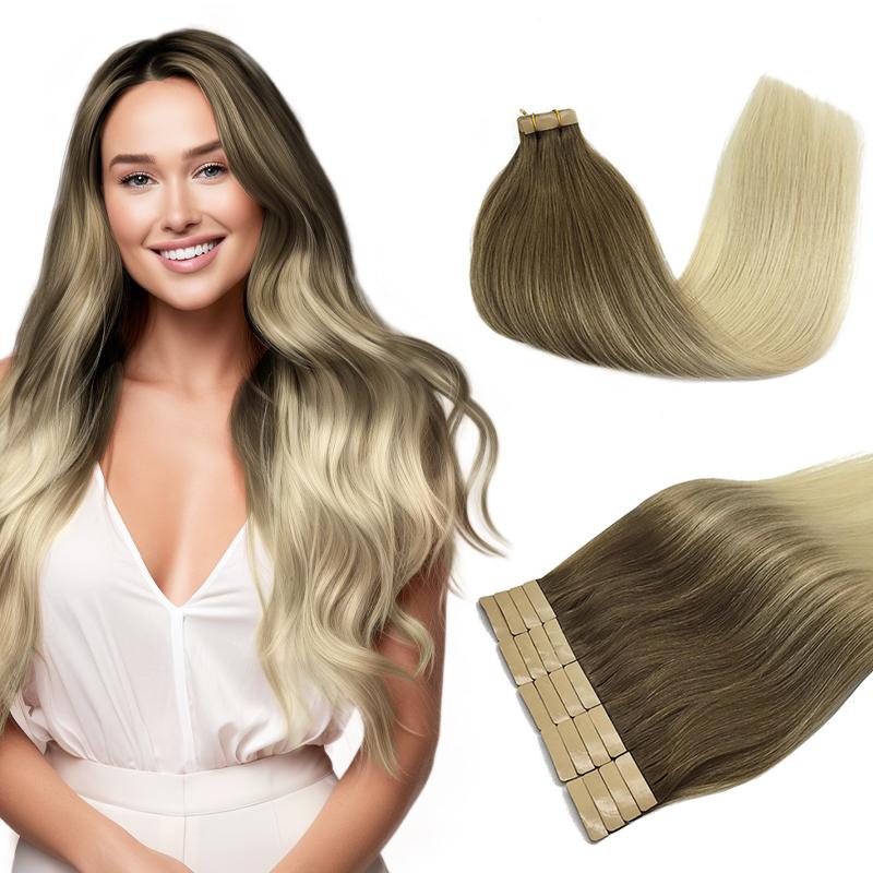 Doores 20Pcs Tape-in Natural human hair extensions 50g Natural Straight DIY Hair extensions with strong air permeability suitable for summer
