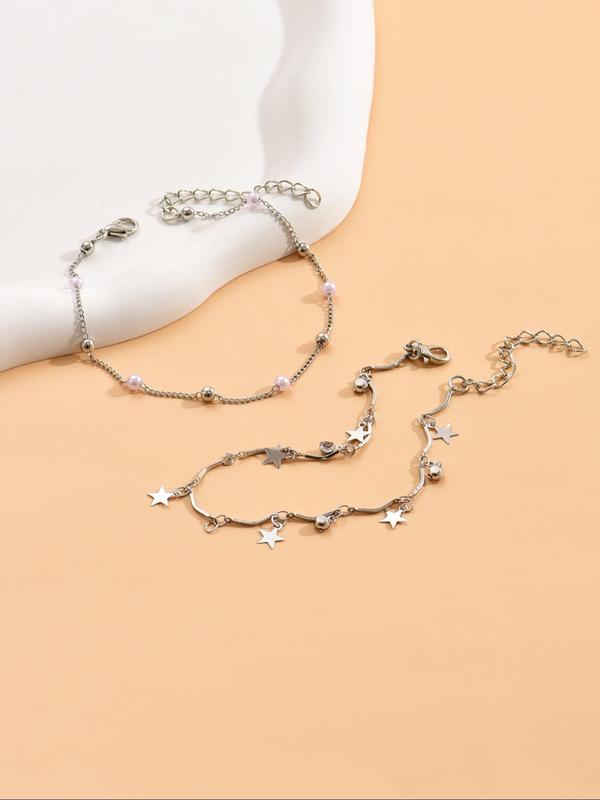 Summer Elegant Star & Beaded Anklets, Trendy All-match & Exquisite Jewelry for Beach Party & Vacation, Casual Trendy Anklet for Party, Daily Clothing Decor