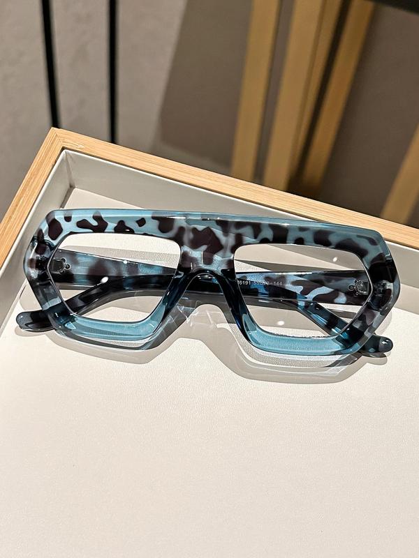Unisex Colorblock Geometric Frame Eyeglasses, Y2k Full Rim Eyeglasses for Men & Women, Fashion Accessories for Everyday Use