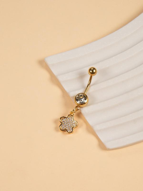 Belly Ring for Women & Girls, Stainless Steel Copper Piercing Body Jewelry for Party, Daily Clothing Decor, Trendy All-match & Exquisite Jewelry for Birthday Gift