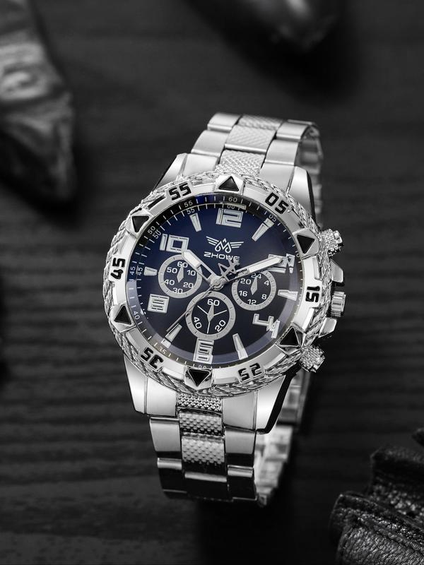 Men's Business Fashion Round Dial Analog Quartz Watch, Fashion Watch for Party, Daily Decor, Trendy All-match & Exquisite Watch for Birthday Gift with Box