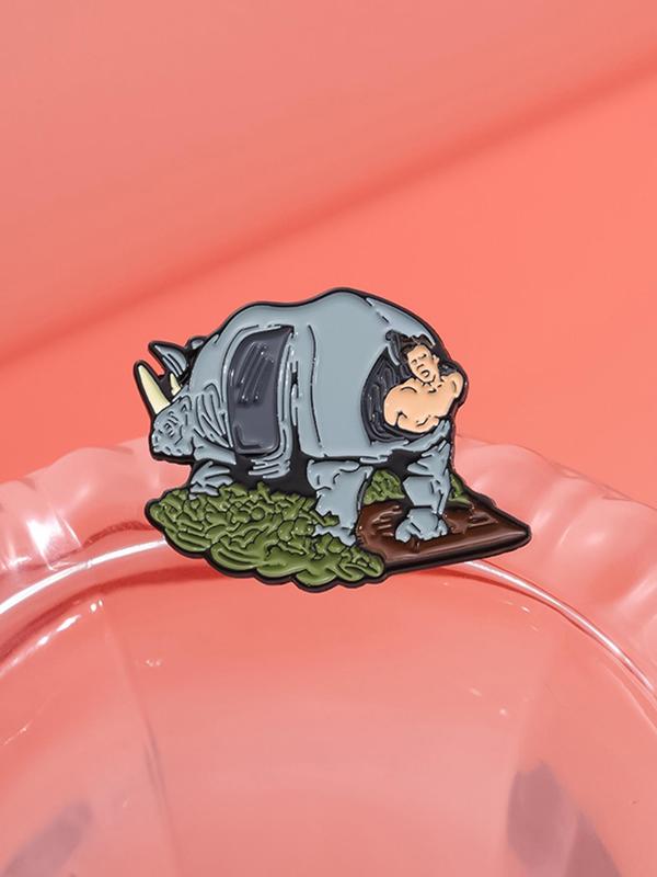 Cartoon Rhinoceros Brooch, Cute Rhinoceros Design Brooch, Fashion Accessories for Women & Men, Trendy All-match & Exquisite Brooch for Birthday Gift