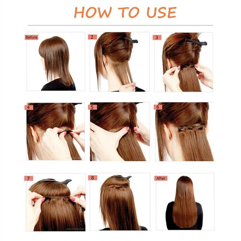 Enchanted Hair Summer 24 Inch Hair Extensions, Clip-in Hair Extensions for Party Style, 6pcs Long Straight Synthetic Wigs, Heat Resistant Synthetic Hair Extensions, Female 2024 Trendy Matching Natural Looking Wig Piece for Party, Club, Graduation Look
