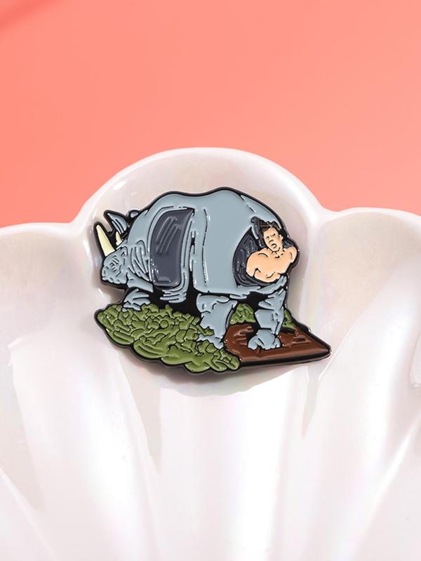 Cartoon Rhinoceros Brooch, Cute Rhinoceros Design Brooch, Fashion Accessories for Women & Men, Trendy All-match & Exquisite Brooch for Birthday Gift