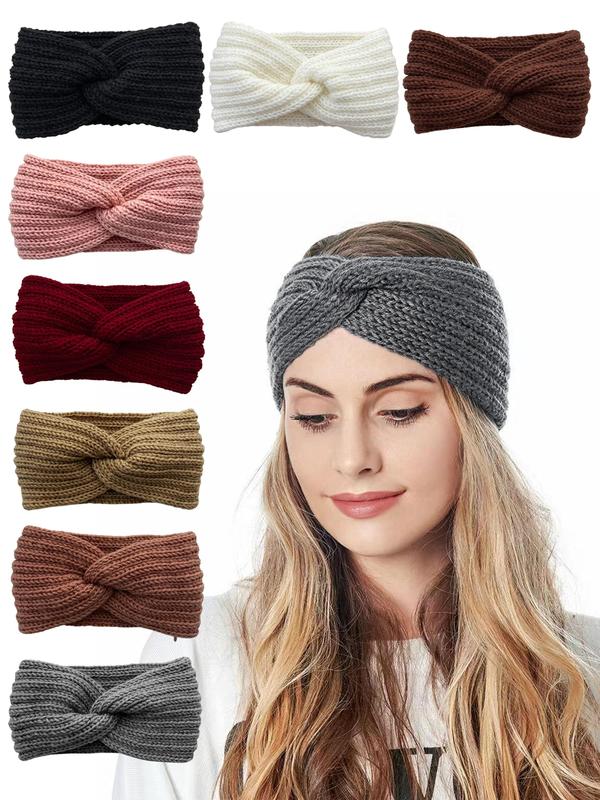 Solid Color Knot Design Hair Band, Casual Warm Hair Accessories for Women & Girls, Minimalist Headwear Suitable for Thick Hair