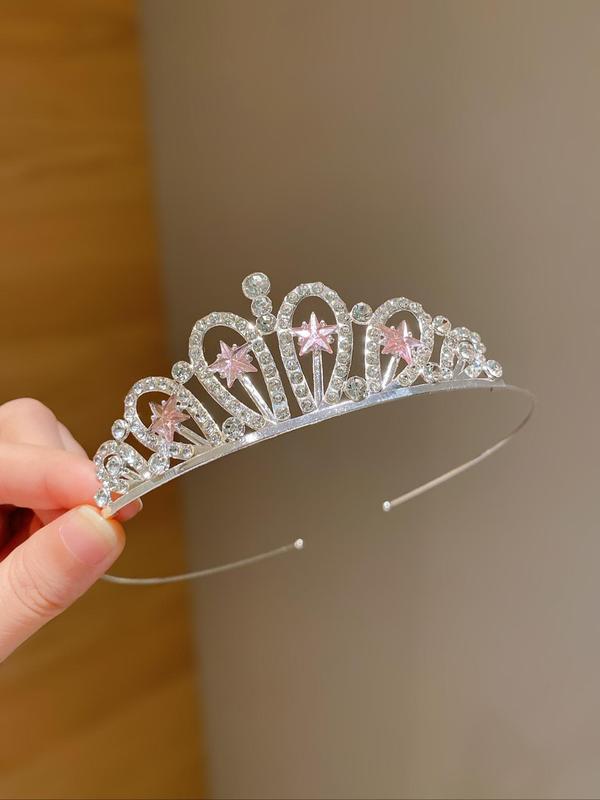 Rhinestone Decorated Crown Tiara, 1 Count 2 4 Counts 2024 New Style Crown Tiara for Girls, Fashion Hair Accessories for Party, Daily Clothing Decor, for Birthday Gift