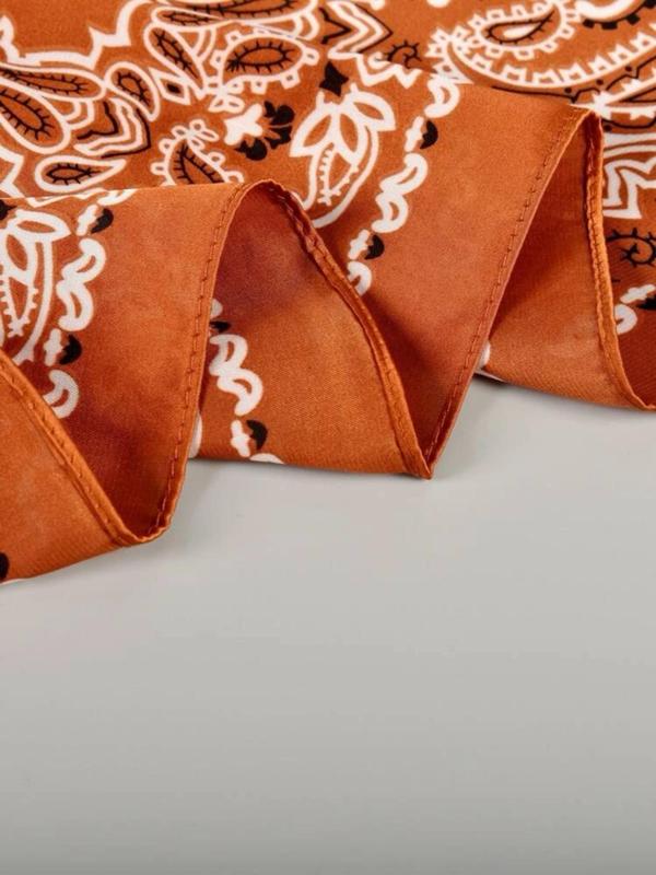 Women's Vintage Paisley Print Square Scarf, Elegant Soft Satin Bandana for Women, Fashion Accessories for Daily Wear