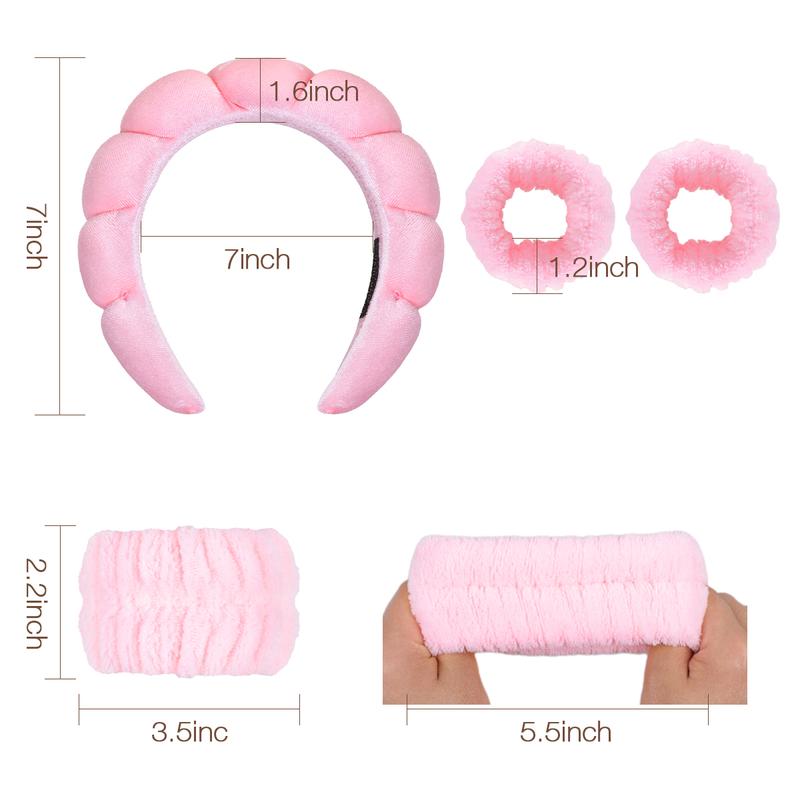GOOGOO Bubble Skincare Headbands with Face Wash Wristbands for Women and Teen Girl, Spa Headband and Wristband Set,for Makeup and Skin Care