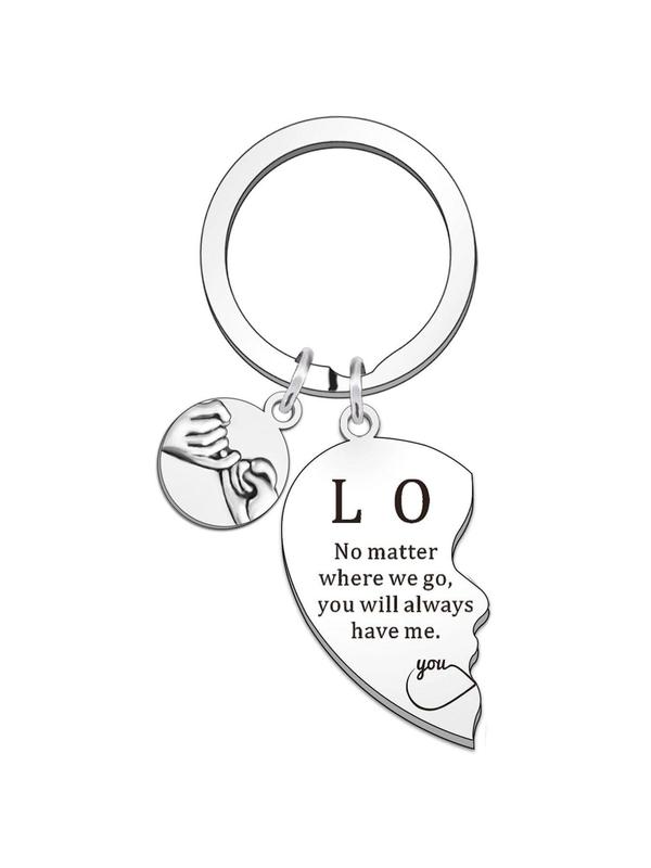 Couple Keychain, Heart Shaped Stainless Steel Keychain for Men Boyfriend Husband, Fashion Accessories for Daily Use, Trendy All-match & Exquisite Keychain for Birthday Gift