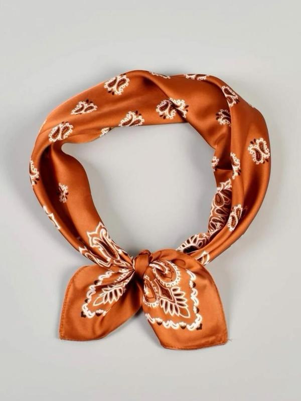 Women's Vintage Paisley Print Square Scarf, Elegant Soft Satin Bandana for Women, Fashion Accessories for Daily Wear