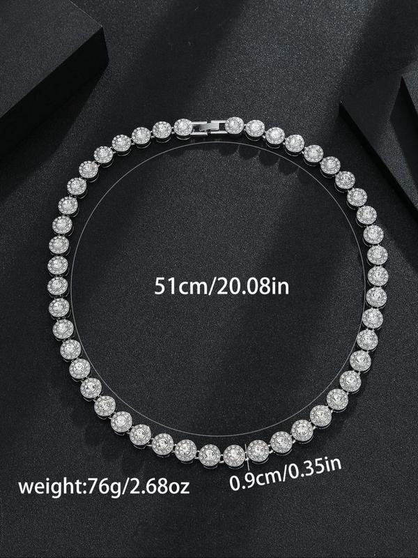 Rhinestone Decor Glittering Necklace Bracelet, Fashion Jewelry for Party, Daily Decor, Trendy All-match & Exquisite Hip Hop Jewelry for Birthday Gift