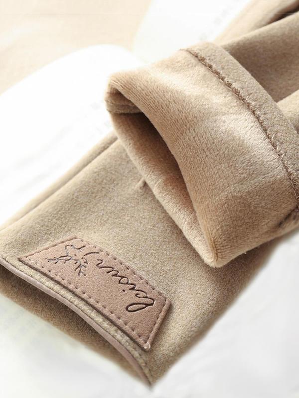 Women's Solid Color Patched Design Touch Screen Gloves, Elegant Windproof Warm Gloves for Fall & Winter, Fashion Accessories for Women & Girls