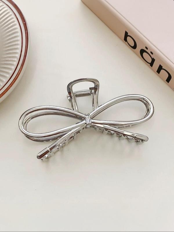 Solid Color Bow Shaped Hair Claw, Casual Versatile Shark Clip for Women & Girls, Elegant All-match Fashion Accessories for Daily Used, Exquisite Jewelry for Birthday Gifts