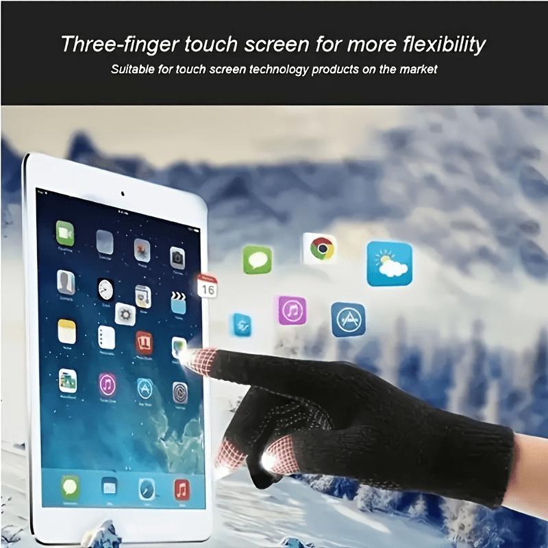 Knitted Thermal Winter Thickened Gloves, Solid Color Touch Screen Sports Gloves for Cycling & Hiking, Outdoor Windproof Gloves