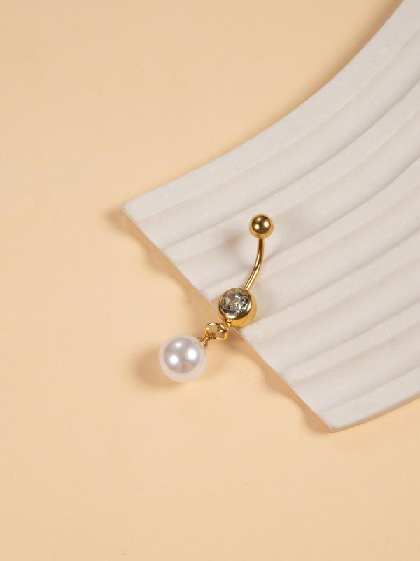 Belly Ring for Women & Girls, Stainless Steel Copper Piercing Body Jewelry for Party, Daily Clothing Decor, Trendy All-match & Exquisite Jewelry for Birthday Gift