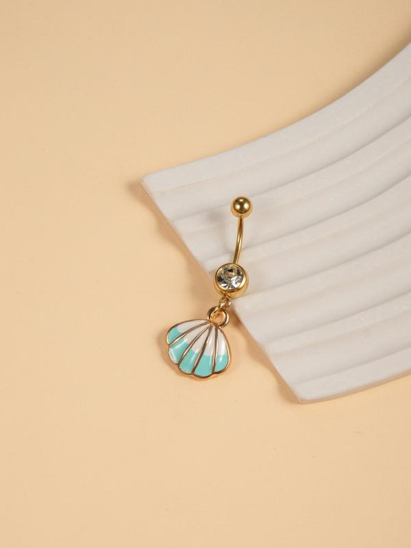 Belly Ring for Women & Girls, Stainless Steel Copper Piercing Body Jewelry for Party, Daily Clothing Decor, Trendy All-match & Exquisite Jewelry for Birthday Gift