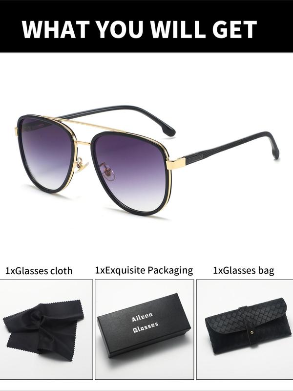 Unisex Vintage Trendy Ombre Tinted Lens Sunglasses, Retro Outdoor Sports Sunglasses with Top Bar, Fashionable Sunglasses for Men & Women for Everyday Use
