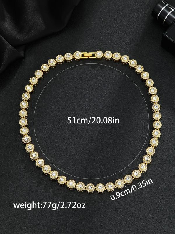 Rhinestone Decor Glittering Necklace Bracelet, Fashion Jewelry for Party, Daily Decor, Trendy All-match & Exquisite Hip Hop Jewelry for Birthday Gift