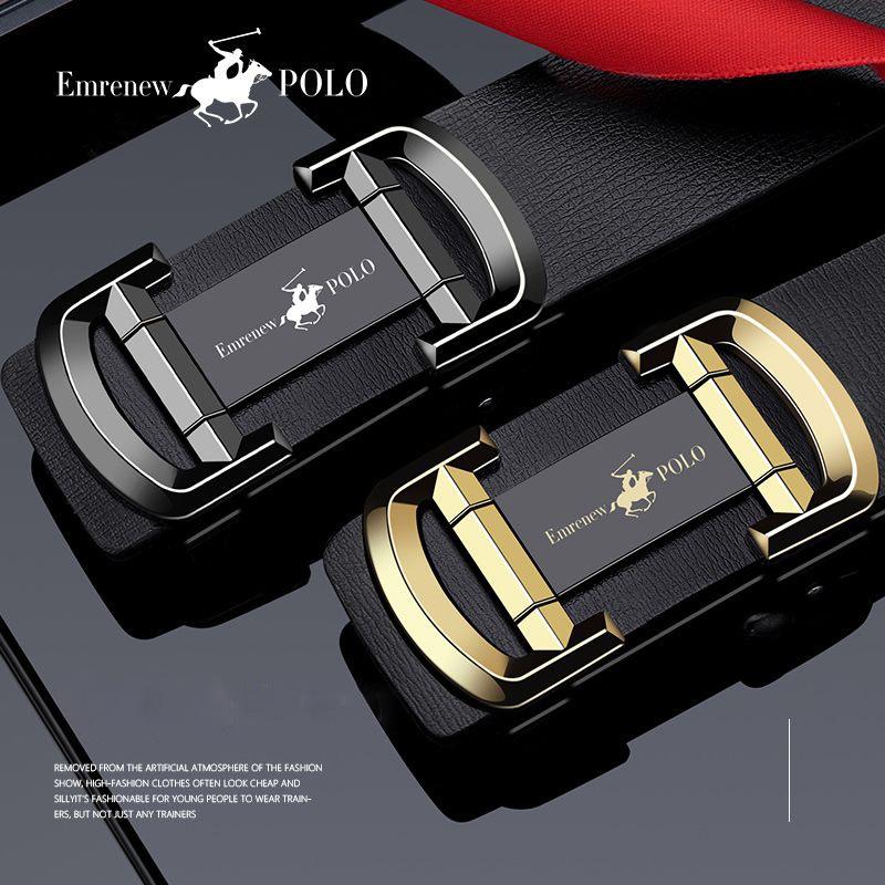 POLO Explosive belt, men's automatic buckle belt, casual business trend, new men's fashionable versatile cowhide pants belt