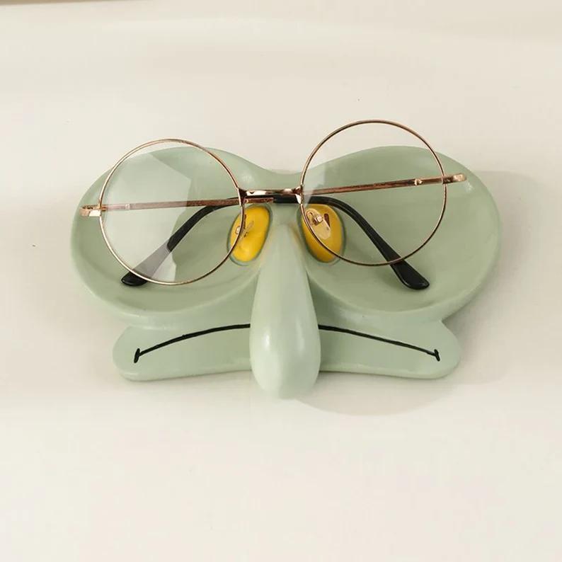 Cute Glasses Holder Stand for Desk Audit Squidward Edition Funny Sunglasses Holder Stand Jewelry Tray Storage Tray Desktop Ornament Glasses Cases