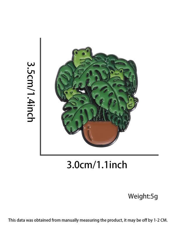 Cute Frog & Potted Plant Design Brooch, Fashion Brooch for Women & Men, Enamel Pin Suitable for Backpacks, Jeans, Scarves, Hats Decoration, Casual Alloy Accessories for Daily Wear