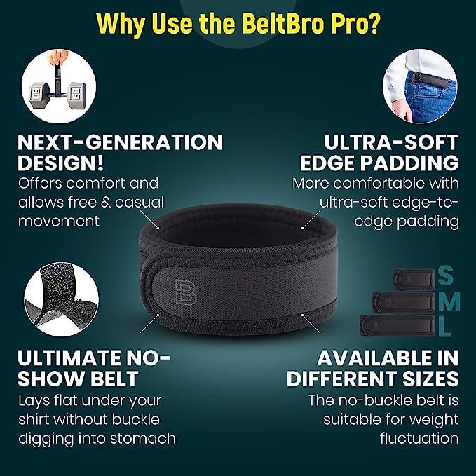 BeltPro No Buckle Belt -Fits 1.5 InchBelt Loops, Easy To Use