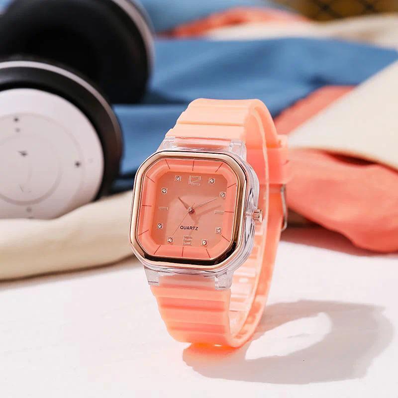 Candy Colors Silicone Square Quartz Women Watch Simple Sports Multifunctional Digital Watch Female Men's Fashion Watch