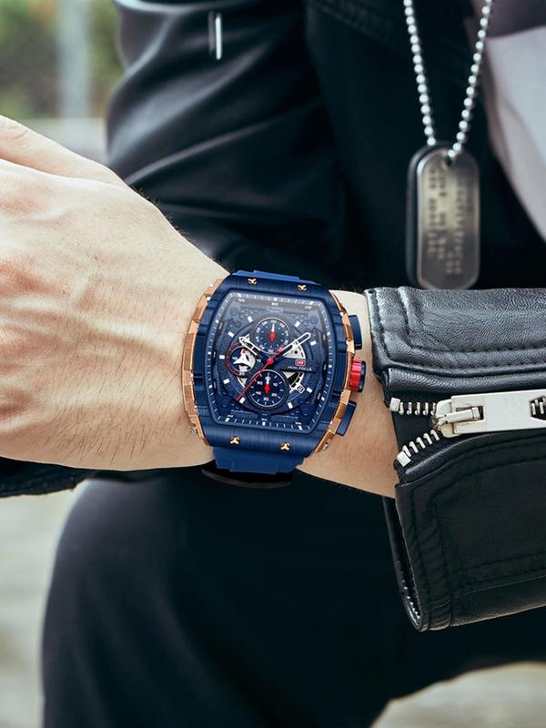 Sportive Digital Quartz Watches for Men, Fashionable Silicone Strap Wristwatch with Luminous Dial & Chronograph Function, Trendy Watch for Daily Life, Men's Watches