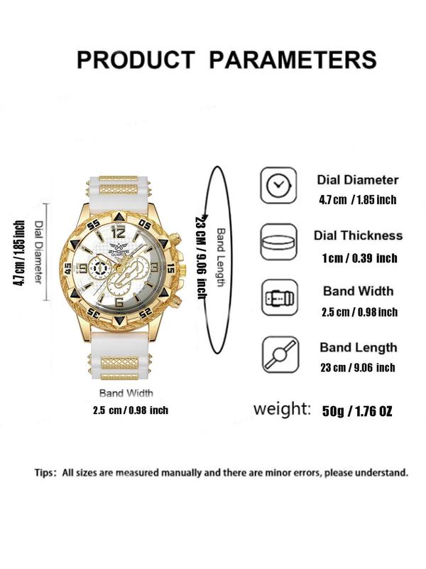 Men's Fashion Round Dial Quartz Watch, Fashion Watch for Party, Daily Decor, Trendy All-match & Exquisite Watch for Birthday Gift with Box