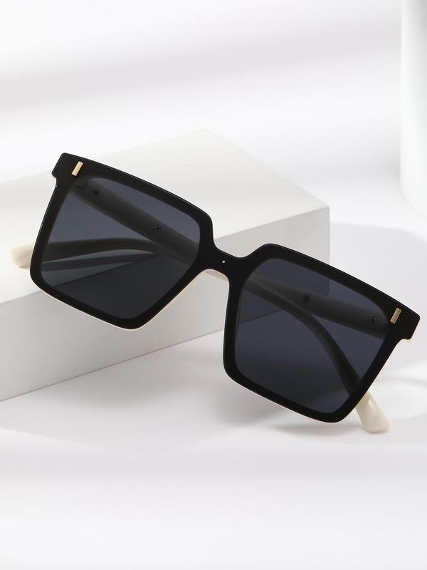 Unisex Simple Style Plain Color Sunglasses, Casual Square Frame Glasses Trends 2024 for Women for Everyday Use, Fashion Accessories for Outdoor Activities