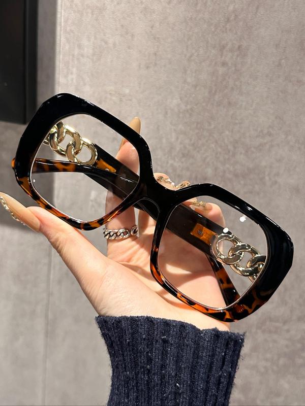 Unisex Vintage Square Frame Eyeglasses, Trendy Casual Eyeglasses for Everyday Use, Fashion Accessories for Outdoor Activities