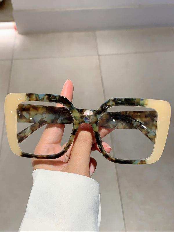 Simple Square Frame Eyeglasses for Women & Men As Gift, 2024 Trendy Hot Fashion Eyeglasses for Work, Daily Clothing Decor, Vintage Eyeglasses Perfect for Student Daily Use