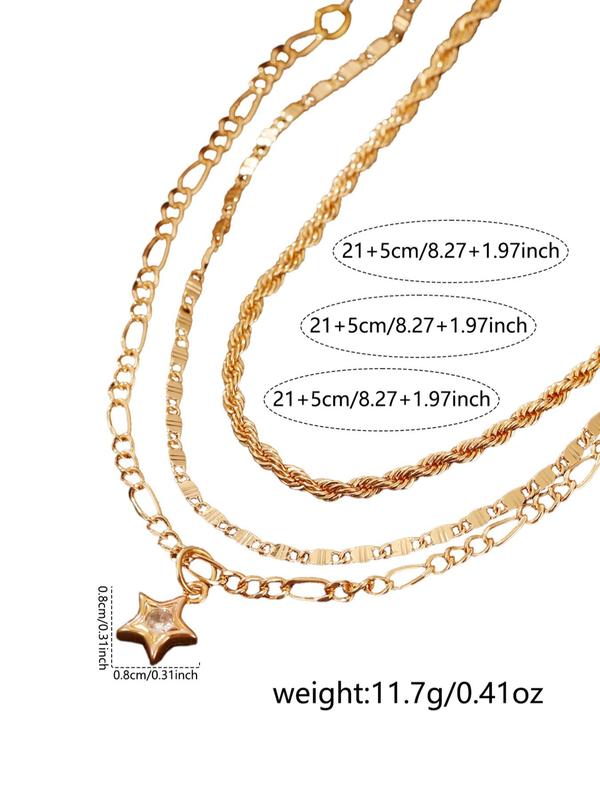 Women's Elegant Star Decor Chain Anklet, 3pcs 2024 New Dainty Jewelry for Daily Clothing Decor, Party, Chic All-match Jewelry As Gift for Girlfriend & Boyfriend