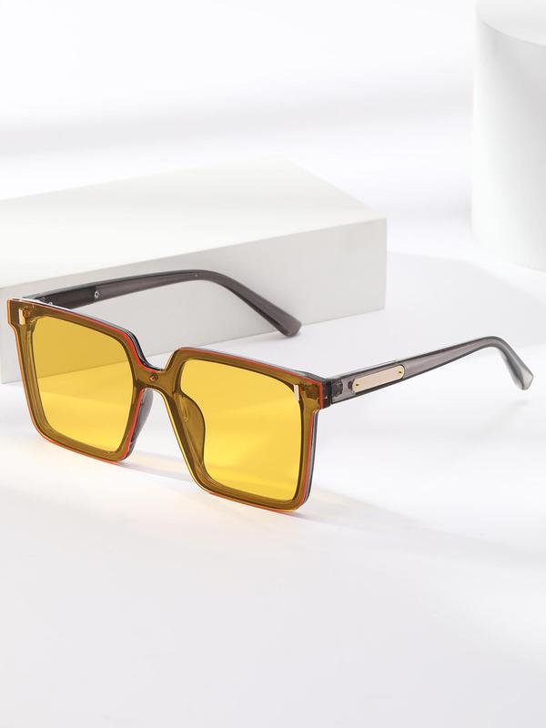 Unisex Simple Style Plain Color Sunglasses, Casual Square Frame Glasses Trends 2024 for Women for Everyday Use, Fashion Accessories for Outdoor Activities