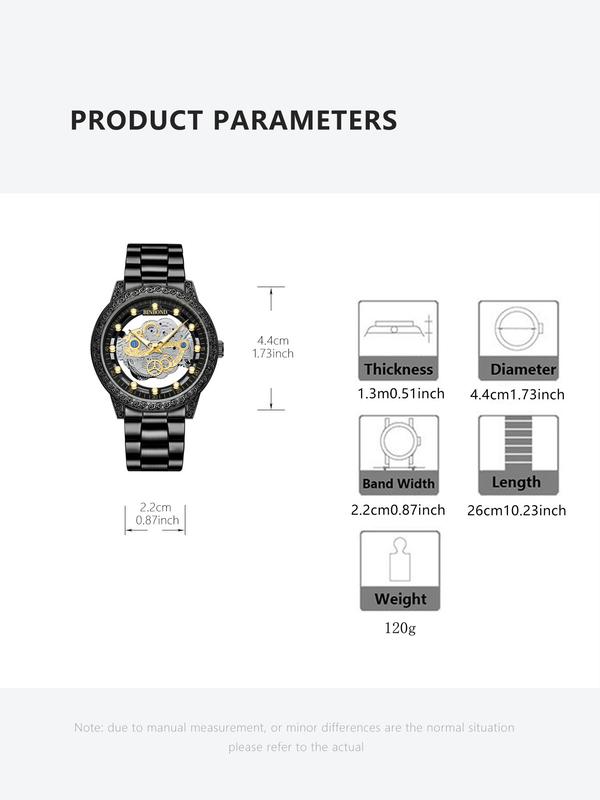 Men's Business Fashion Round Dial Analog Quartz Watch, Fashion Watch for Party, Daily Clothing Decor, Trendy All-match & Exquisite Watch for Birthday Gift with Box