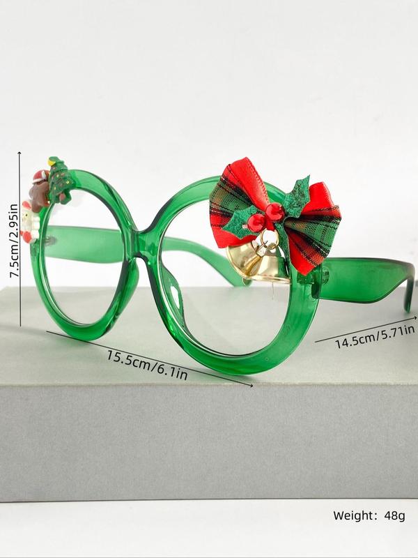 Cute Christmas Themed Round Frame Eyeglasses, Fashionable Anti-blue Light Eyeglasses for Women & Men, Fashion Eyeglasses for Party, Daily Clothing Decor