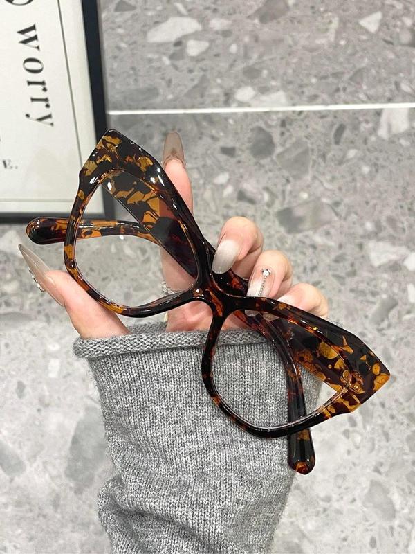 Women's Cat Eye Frame Eyeglasses, Trendy Casual Tortoiseshell & Solid Color Eyeglasses for Everyday Use, Fashion Accessories for Outdoor Activities