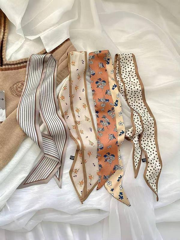 Women's Cute Floral & Polka Dot Print Hair Band (4pcs set), Casual Trendy Hair Accessories for Daily Use, Minimalist Headwear Suitable for Thick Hair