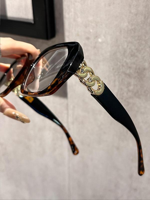 Unisex Vintage Square Frame Eyeglasses, Trendy Casual Eyeglasses for Everyday Use, Fashion Accessories for Outdoor Activities